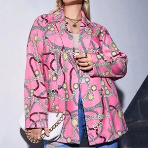 Chain Print Blazer Jacket – Plus Size